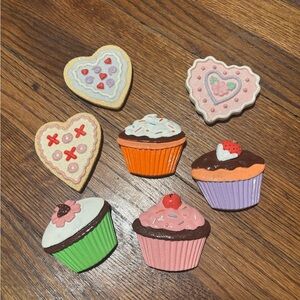 Colorful Cupcake and Heart Cookie Magnets